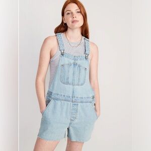 Old Navy Slouchy Straight Non-Stretch Jean CutOff Short Overalls 3.5-inch inseam